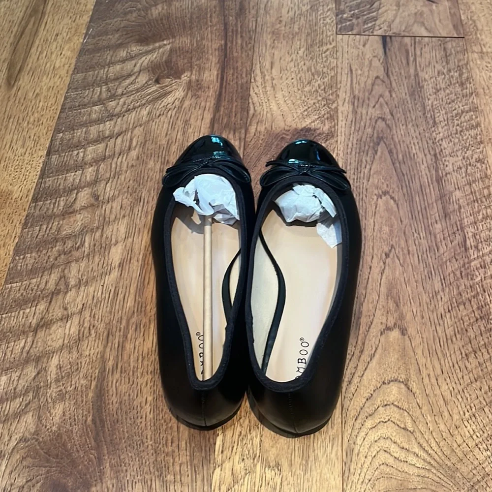 NWT Bamboo Woman’s Black Bow Flats Size 9